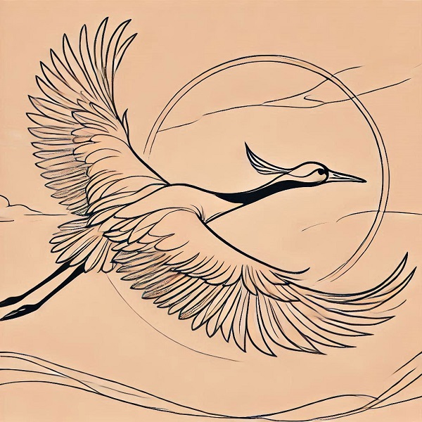 Crane Bird Flying Drawing 6