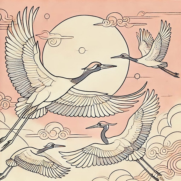 Crane Bird Flying Drawing 8