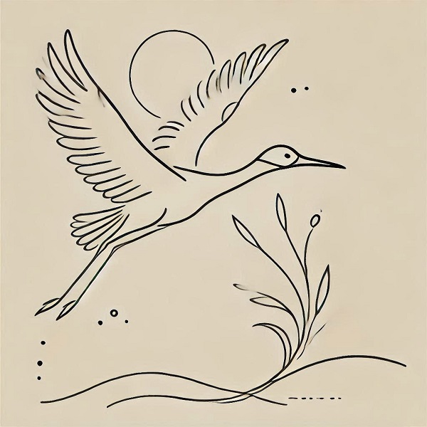 Crane Bird Flying Drawing 9