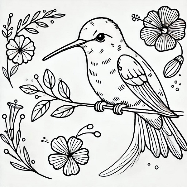 Cute Hummingbird Drawing 17