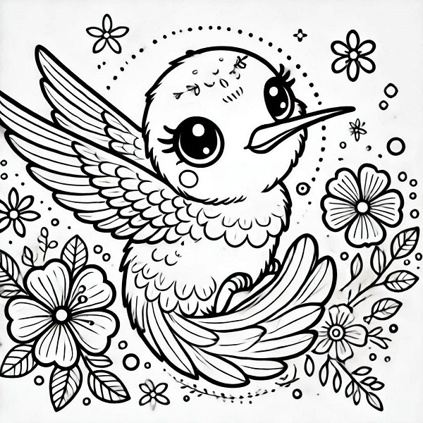 Cute Hummingbird Drawing 20