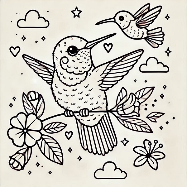 Cute Hummingbird Drawing 26