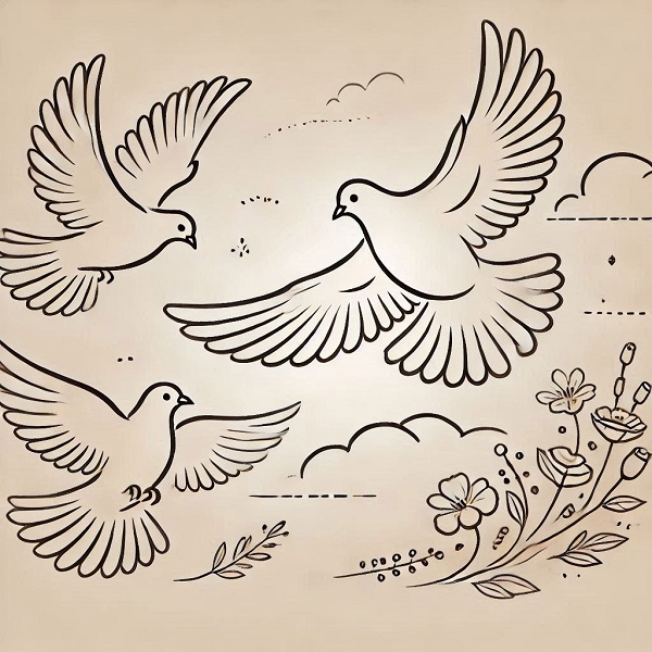 Dove Bird Flying Drawing 3