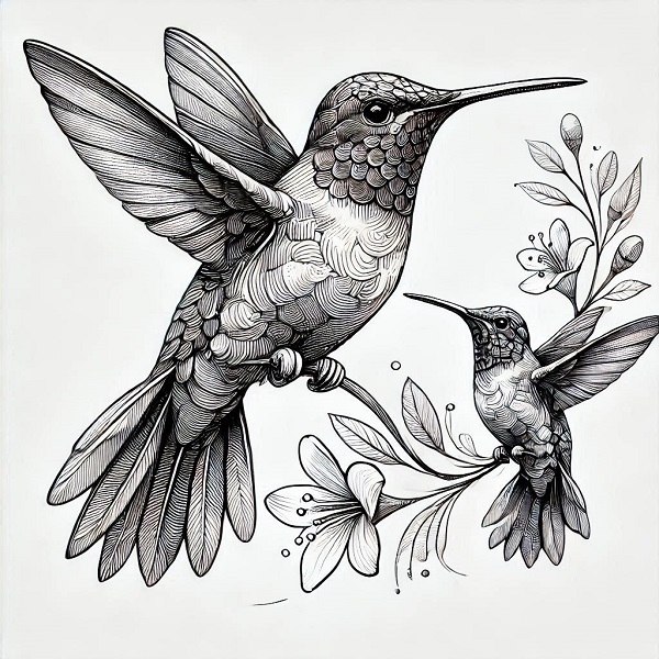 Realistic hummingbird drawing 11