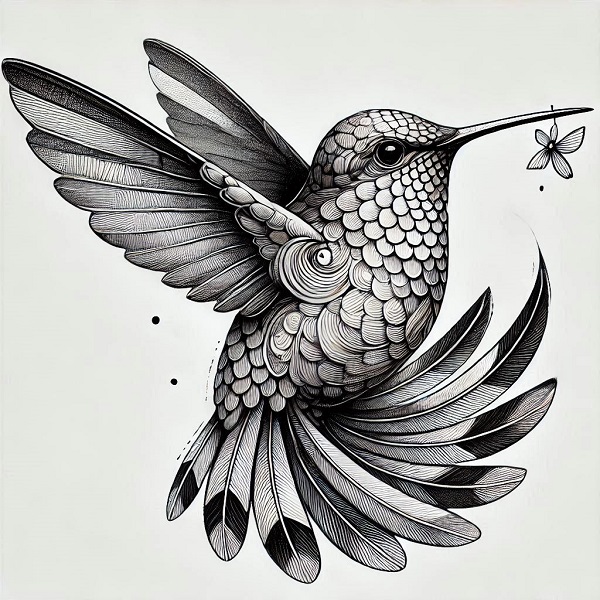 Realistic hummingbird drawing 12