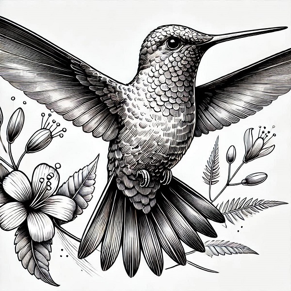 Realistic hummingbird drawing 13