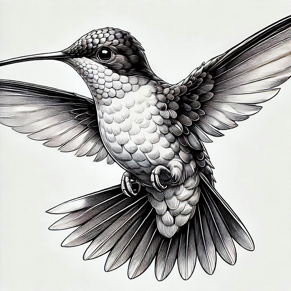 Realistic hummingbird drawing 14