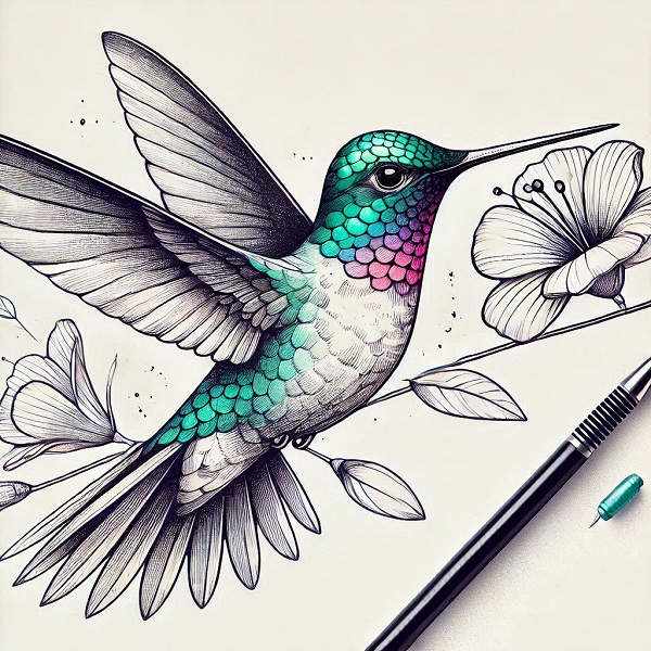 Realistic hummingbird drawing 15