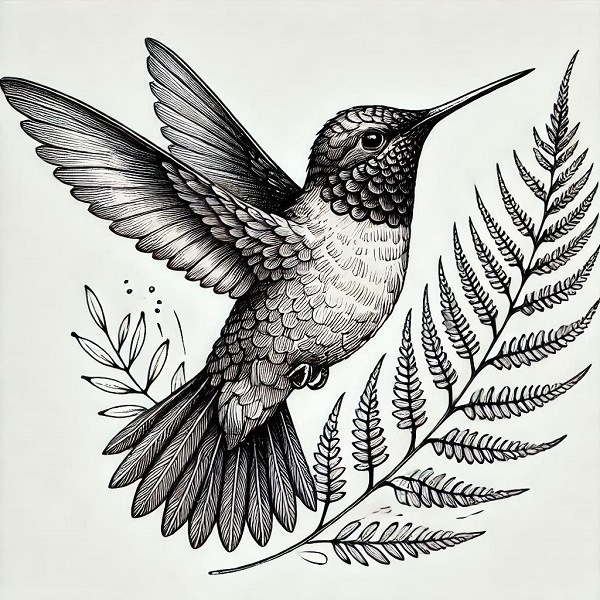 Realistic hummingbird drawing 16