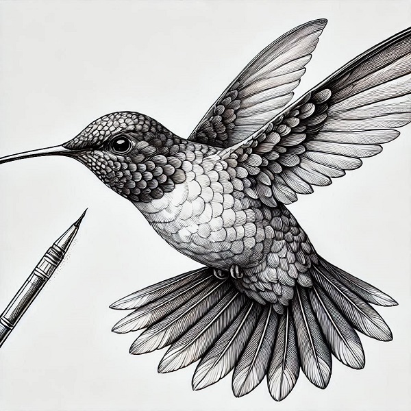 Realistic hummingbird drawing 17