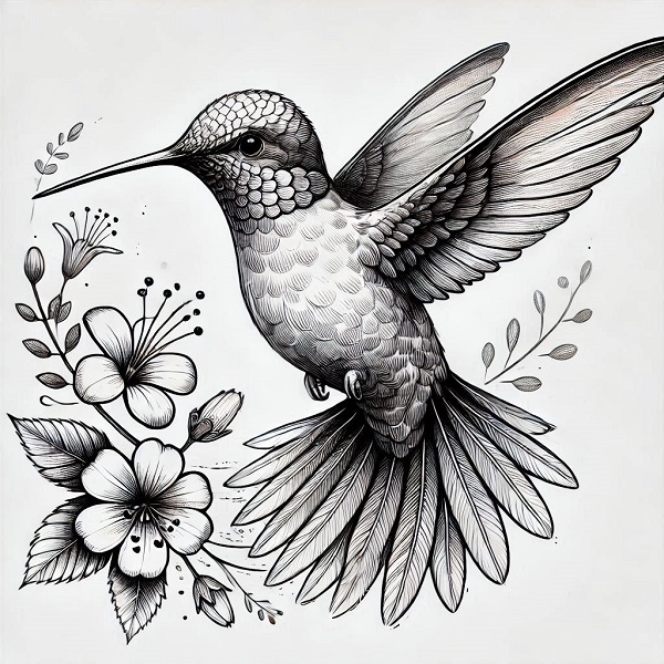 Realistic hummingbird drawing 19