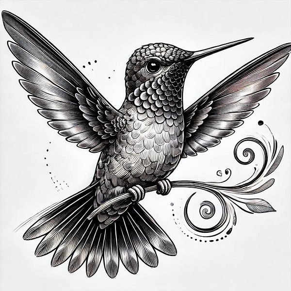 Realistic hummingbird drawing 2