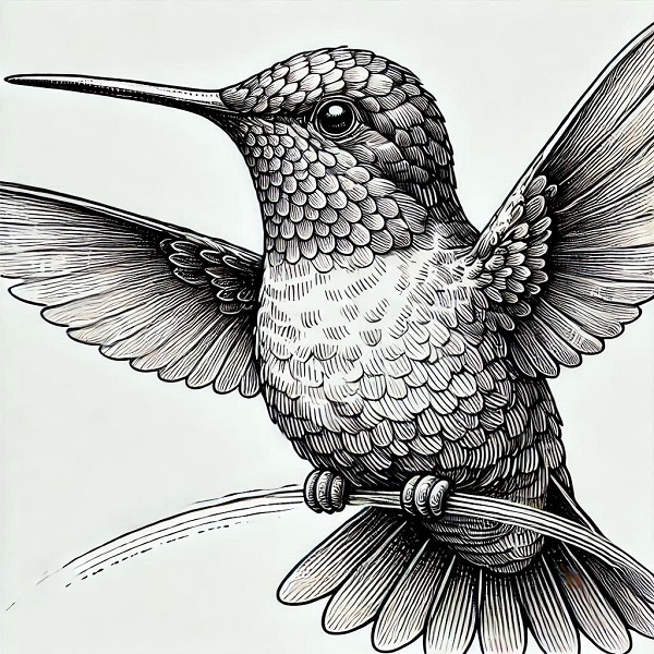 Realistic hummingbird drawing 20