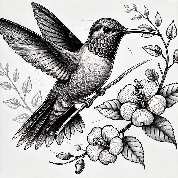 Realistic hummingbird drawing 21