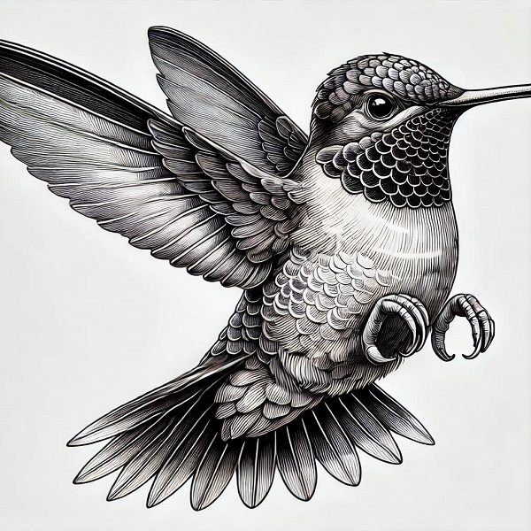 Realistic hummingbird drawing 22