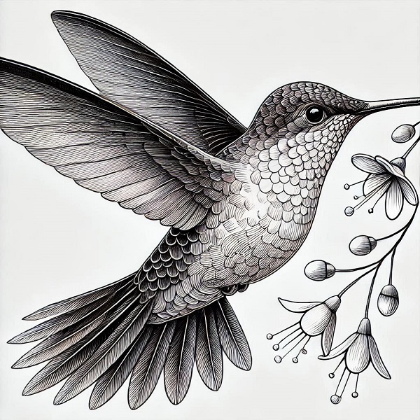 Realistic hummingbird drawing 23