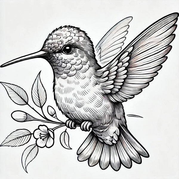 Realistic hummingbird drawing 30