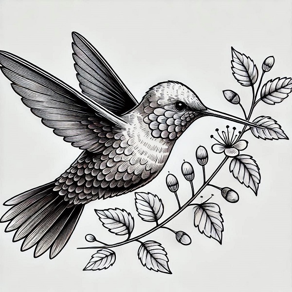 Realistic hummingbird drawing 31