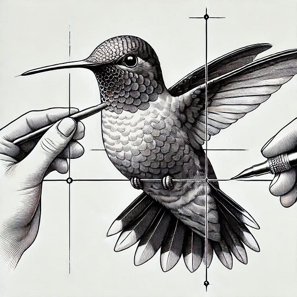 Realistic hummingbird drawing 4