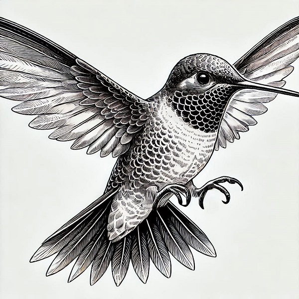 Realistic hummingbird drawing 7