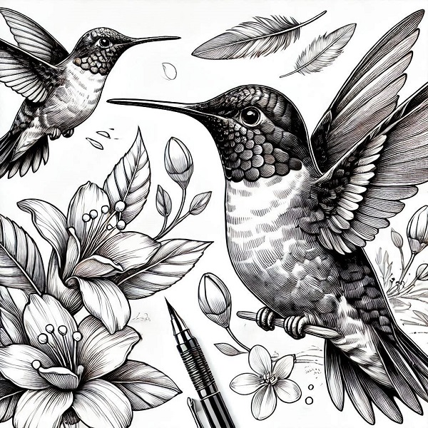 Realistic hummingbird drawing 8