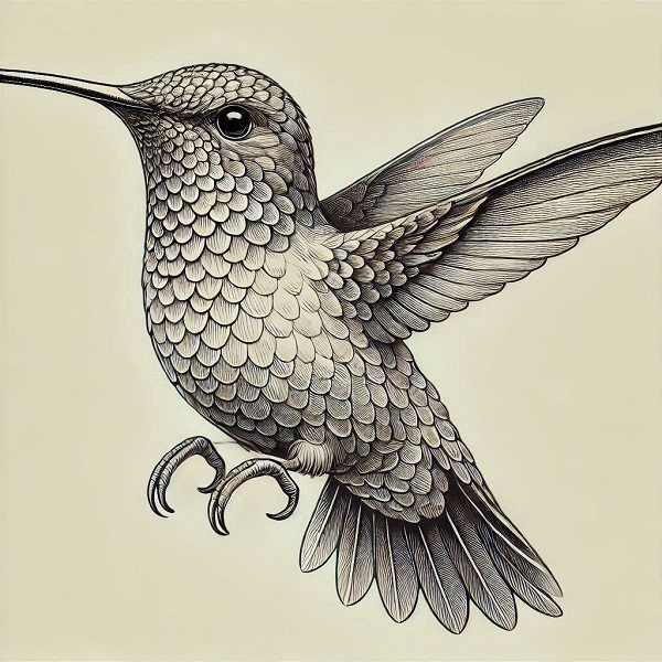 Realistic hummingbird drawing 9