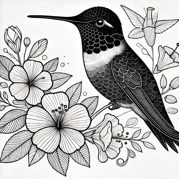 Ruby Throated Hummingbird Drawing 10