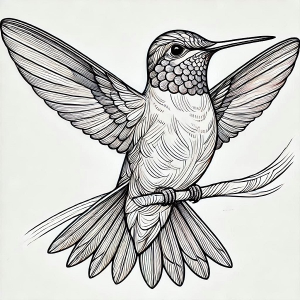 Ruby Throated Hummingbird Drawing 11