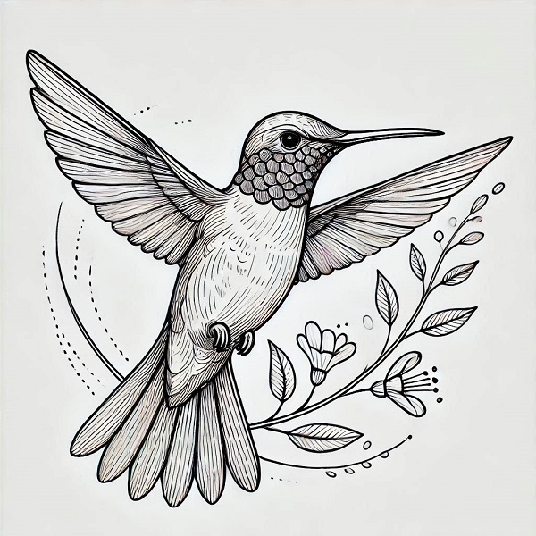 Ruby Throated Hummingbird Drawing 12