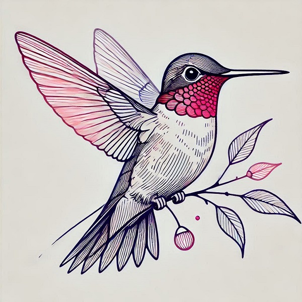 Ruby Throated Hummingbird Drawing 13