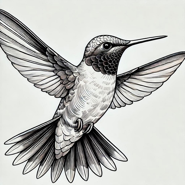 Ruby Throated Hummingbird Drawing 15