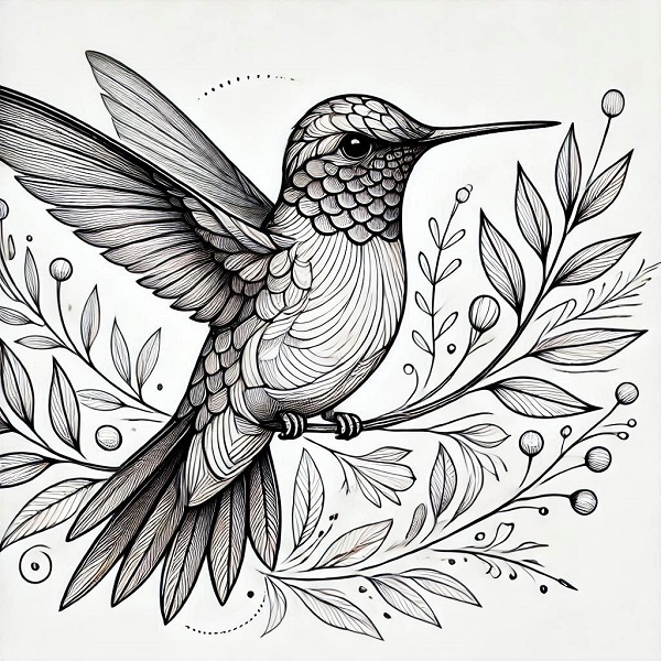 Ruby Throated Hummingbird Drawing 17