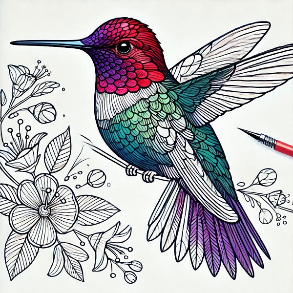 Ruby Throated Hummingbird Drawing 19