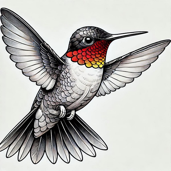 Ruby Throated Hummingbird Drawing 22