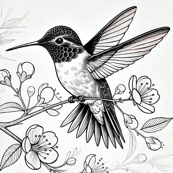 Ruby Throated Hummingbird Drawing 24