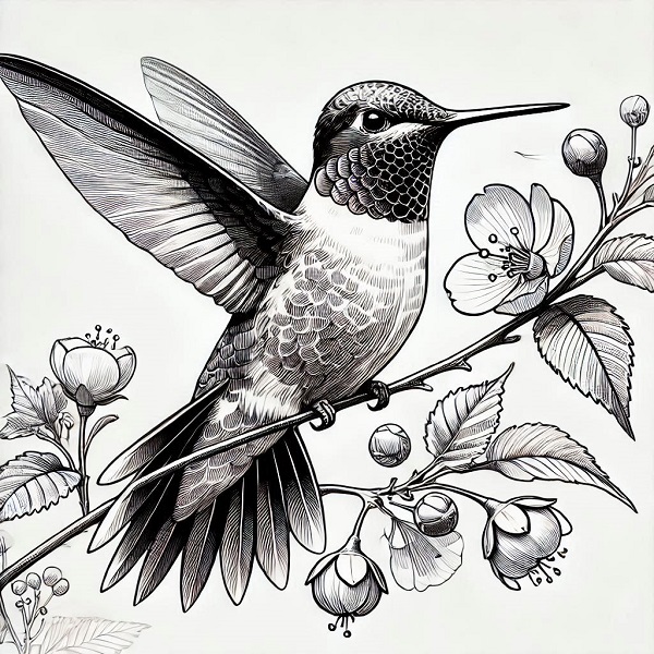 Ruby Throated Hummingbird Drawing 25