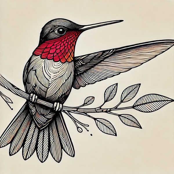 Ruby Throated Hummingbird Drawing 26