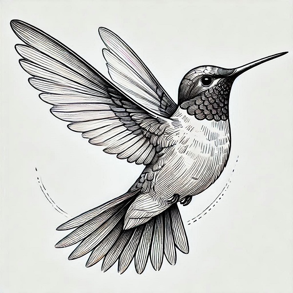 Ruby Throated Hummingbird Drawing 5