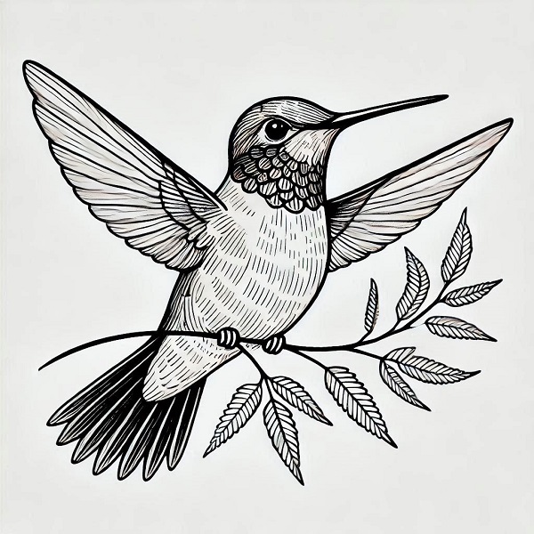 Ruby Throated Hummingbird Drawing 6