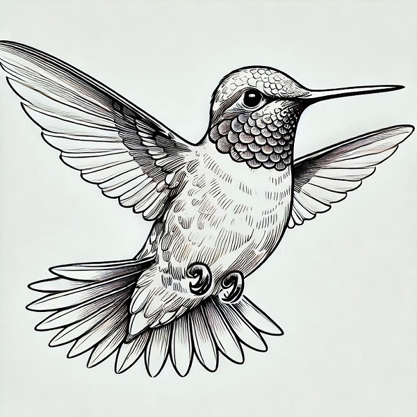 Ruby Throated Hummingbird Drawing 8