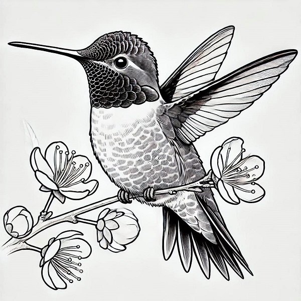 Ruby Throated Hummingbird Drawing 9