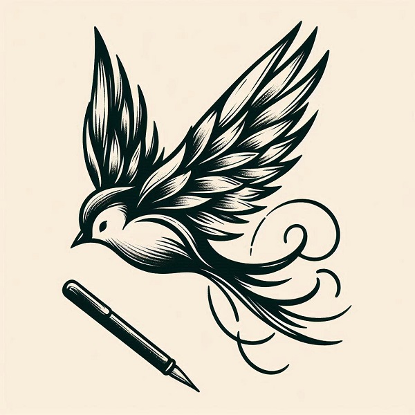 Simple Bird Flying Drawing 5