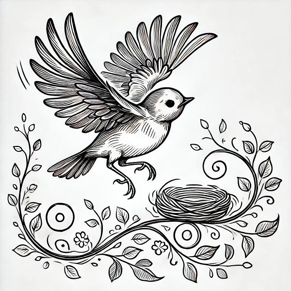 baby bird flying drawing 10