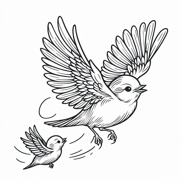 baby bird flying drawing 11