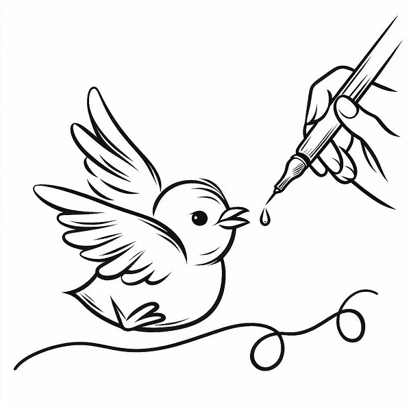 baby bird flying drawing 14