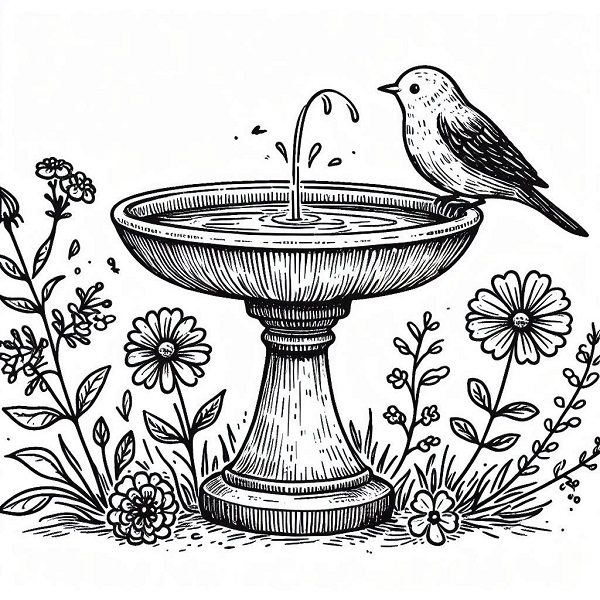 bird bath drawing