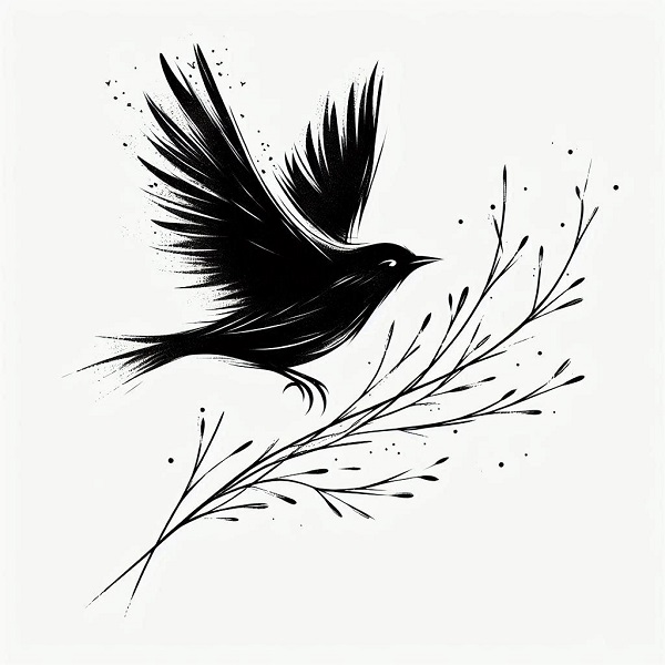 black flying bird drawing 8