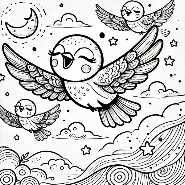 cartoon bird flying drawing 6