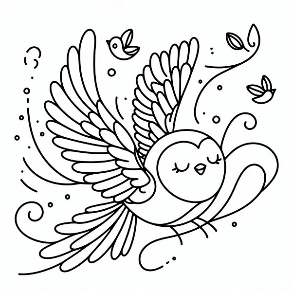 cute bird flying drawing 14