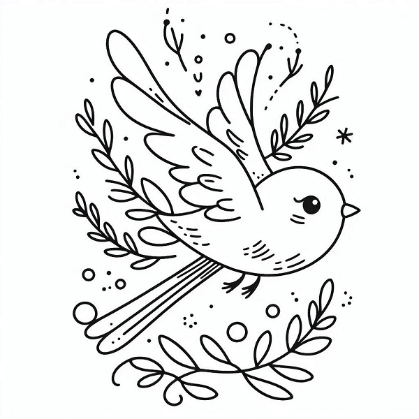 cute bird flying drawing 15